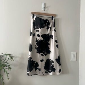 Cow Print Satin Midi Skirt | L